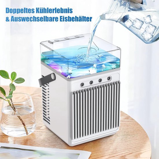 Draagbare airconditioning, stille mini-ventilator met 3 snelheden, USB mobiele airconditioning, persoonlijke airconditioning met timerfunctie, geschikt voor thuis, kamer en kantoor