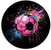 WallCircle® Wandcirkel 120x120 cm - Muurcirkel Graffiti - Sport - Voetbal - Bal - Roze - Kinderkamer - Meisjes - Muurdecoratie cirkel woonkamer - Wanddecoratie slaapkamer - Kamer decoratie accessoires - Ronde schilderijen binnen