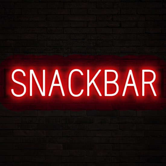 SNACK BAR - Néon publicitaire Néon LED enseigne lumineuse | SortBrite | 82,92 x 16 cm | 6 modes de gradation et 8 animations lumineuses | Éclairage au néon pour panneaux publicitaires