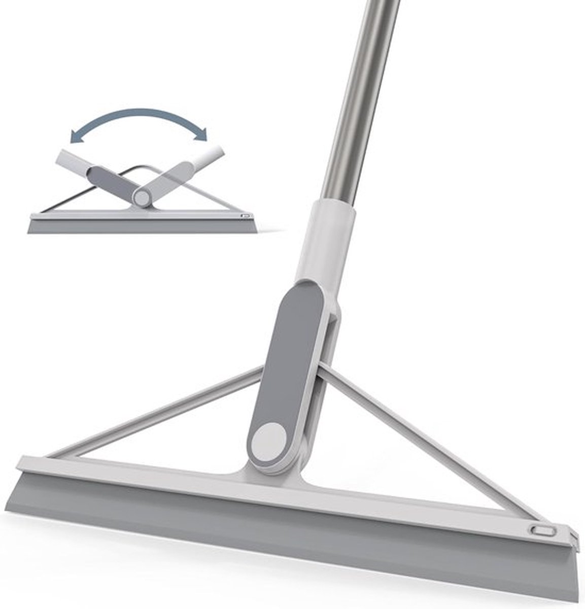 PolkaHome Siliconen watertrekker vloerdouchewisser met handvat 156 cm vloerwisser doucheraamwisser grijs