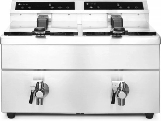 HENDI Inductie friteuse – dubbele capaciteit – nauwkeurige temperatuurregeling – 16L – roestvast staal