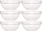 6x Glazen schaaltje/kommetje 14 cm - Snacks/toetjes serveren - Schaaltjes/kommetjes van glas - Keukenbenodigdheden