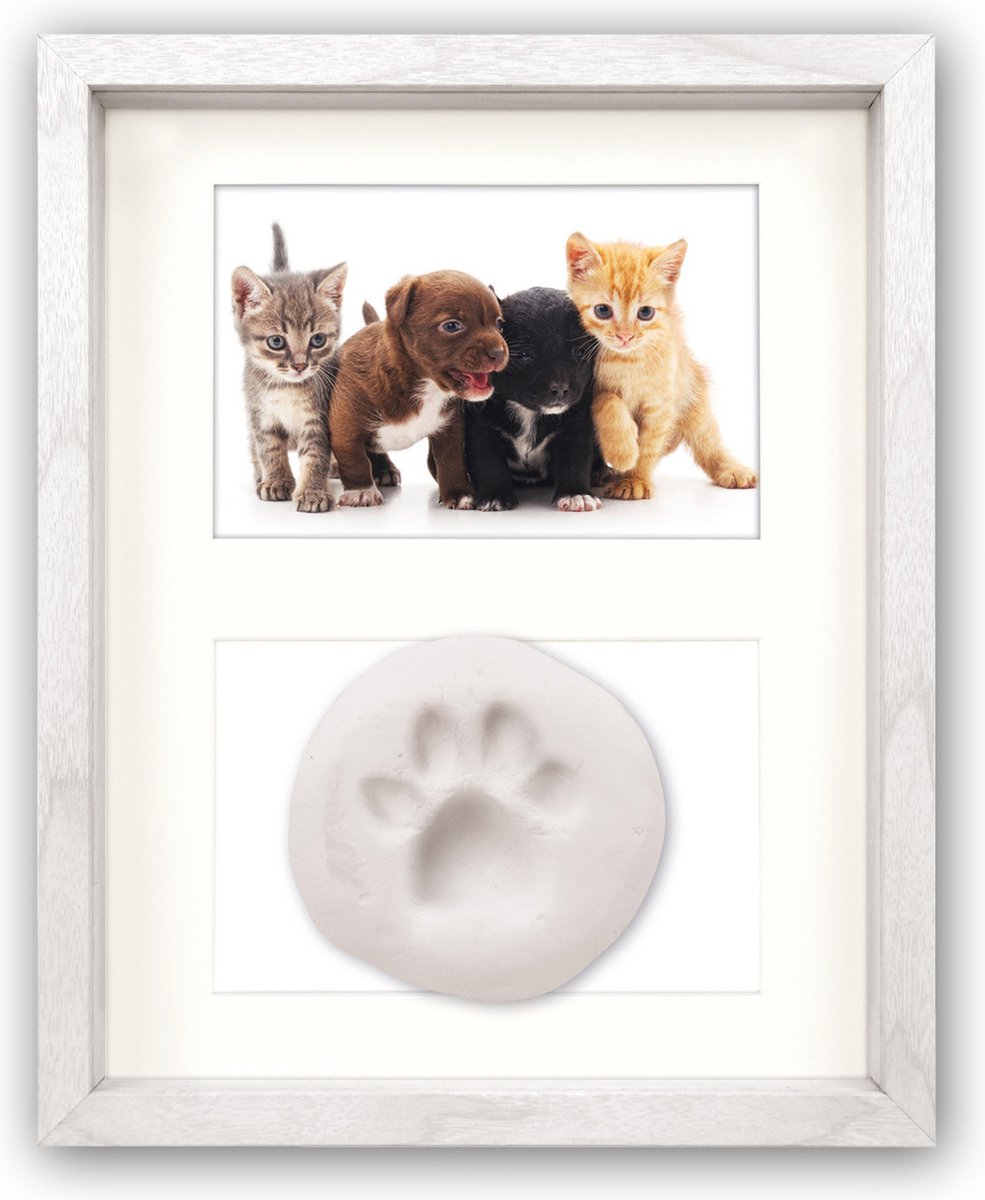 Zep Houten fotolijstje met pootafdruk kit geschikt voor een foto van 10 x 15 cm Wit
