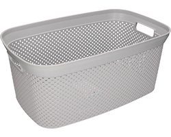 Storage Solutions wasmand - 3x - 35 liter - grijs - 54 x 34 x 23 cm - Kunststof - Draagmand