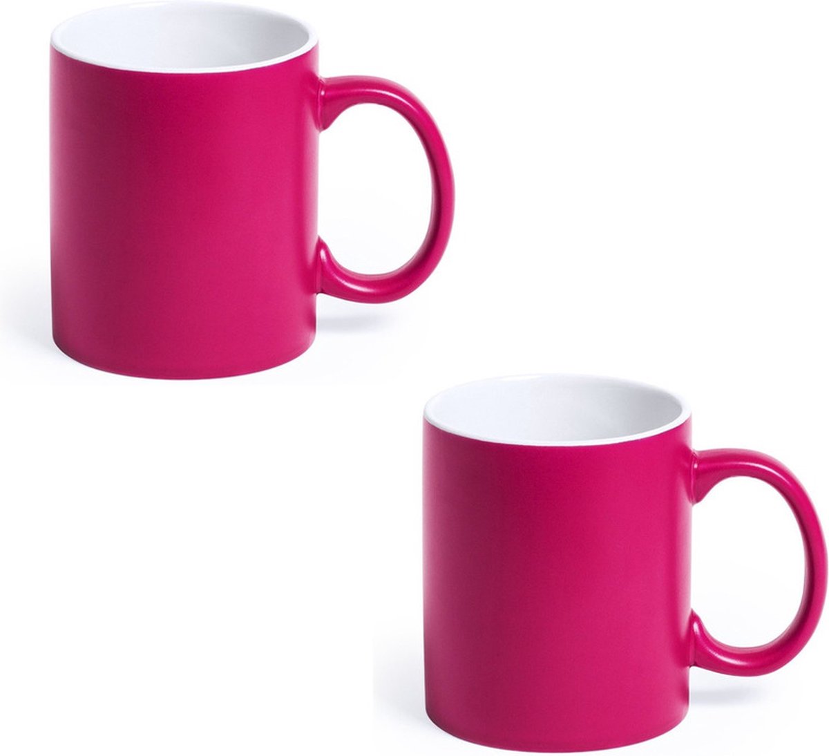Koffiemok en Drinkbeker Allegra - 2x - roze/wit - 350 ml - Keramiek - Mokken