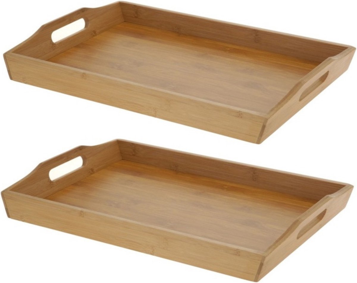 Set van 2x stuks bamboehouten dienblad/serveerblad 43 cm