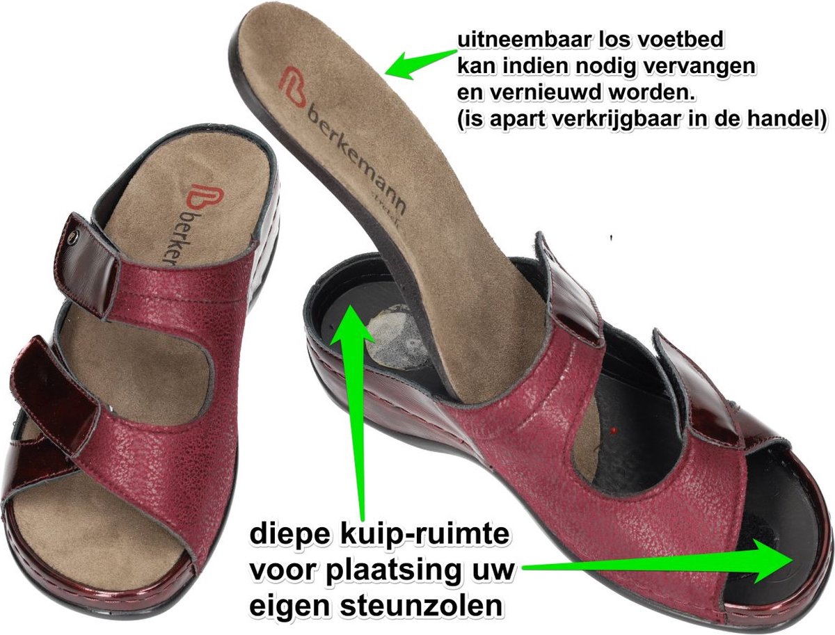 Berkemann -Dames - bordeaux - slippers & muiltjes - maat 40