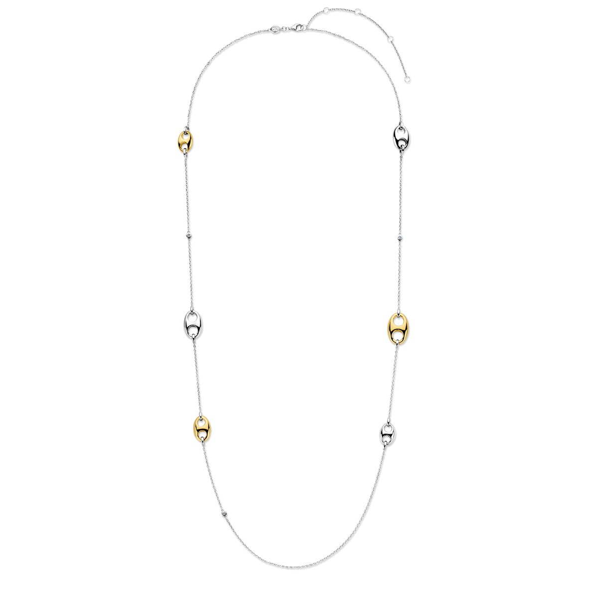 TI SENTO Dames Ketting - 925 zilver - Zirkonia met geel verguld - Maat 80 - 34063ZY
