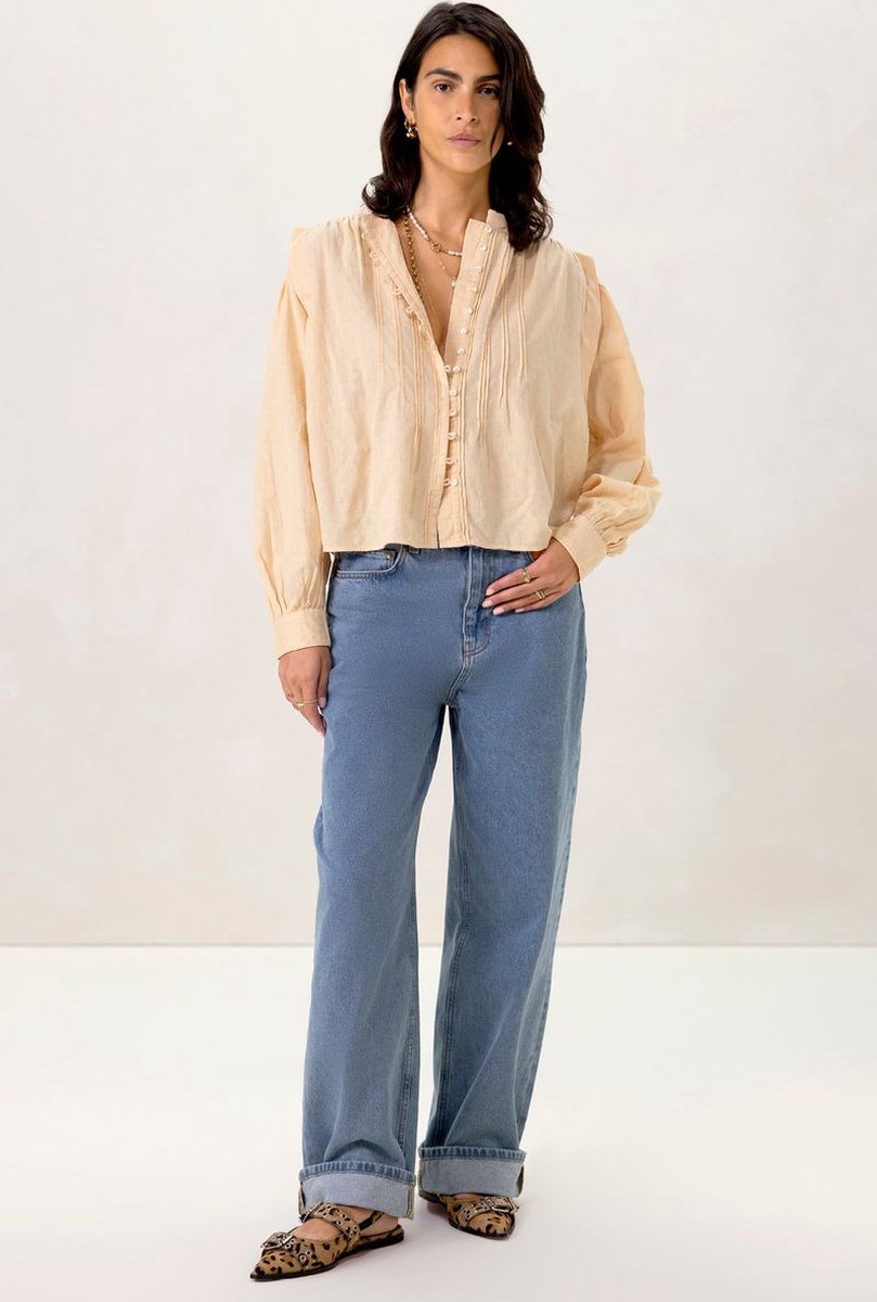 Sissy-Boy - Lichtoranje blouse met pintuck details