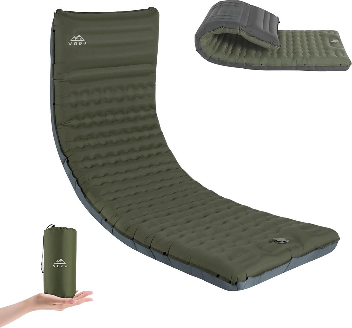 Hoog comfortabel campingluchtmatras - 12 cm dik - zelfopblazend - waterdicht - geschikt voor wandelen en kamperen