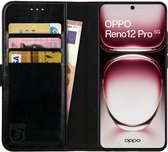 Element Rosso adapté pour Oppo Reno 12 Pro | Étui portefeuille | Étui portefeuille | 3 passes | Fermeture magnétique | Fonction de support | Noir