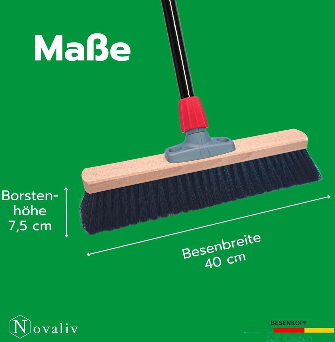 Balai Intérieur Hausfelder - 30cm, Poils Doux Anti-Poussière, Manche Métal