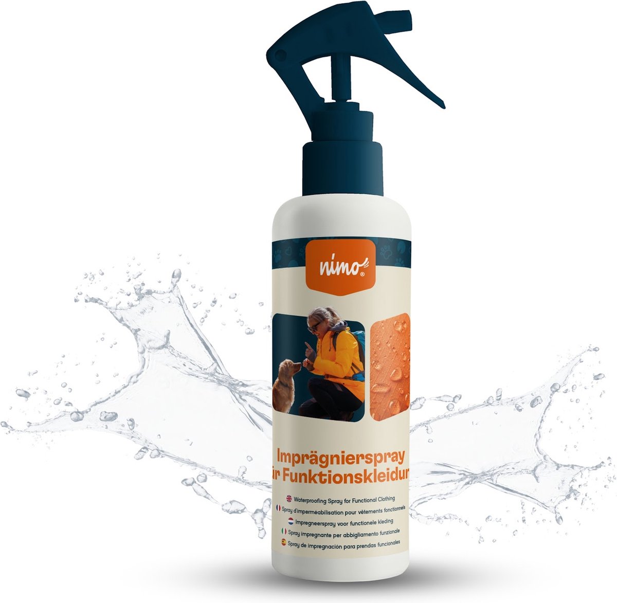 nimo® impregneerspray voor functionele kleding • afdichtmiddel ter bescherming tegen vocht & vuil