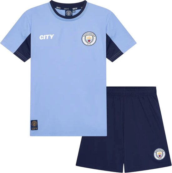 Foto: Manchester city thuis tenue 2024 2025 maat 164 voetbaltenue kinderen shirt en broekje jongens en meisjes unisex blauw 100 polyester