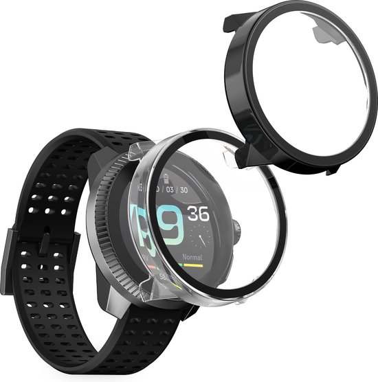 kwmobile 2x Custodia Rigida Smartwatch Compatibile con Suunto Vertical Cover - Case Vetro Temperato Orologio Fitness - trasparente/nero