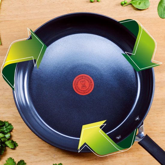 Jamie Oliver by Tefal E3060434 Cook's Classics Roestvrijstalen Koekenpan, Antiaanbaklaag, Warmte-Indicator, Geklonken Siliconen Handvat, Ovenbestendig, Inductiepan, 24 cm
