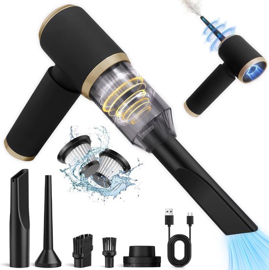 Piwaal Handstofzuiger, Accu 4 In 1, 22000 Pa Draadloze Autostofzuiger Met Borstelloze Motor Elektrische Stofventilator Persluchtspray 220 000 Omw Min 3 Snelheden Voor Huisdierhaar Computer Auto 2724269916