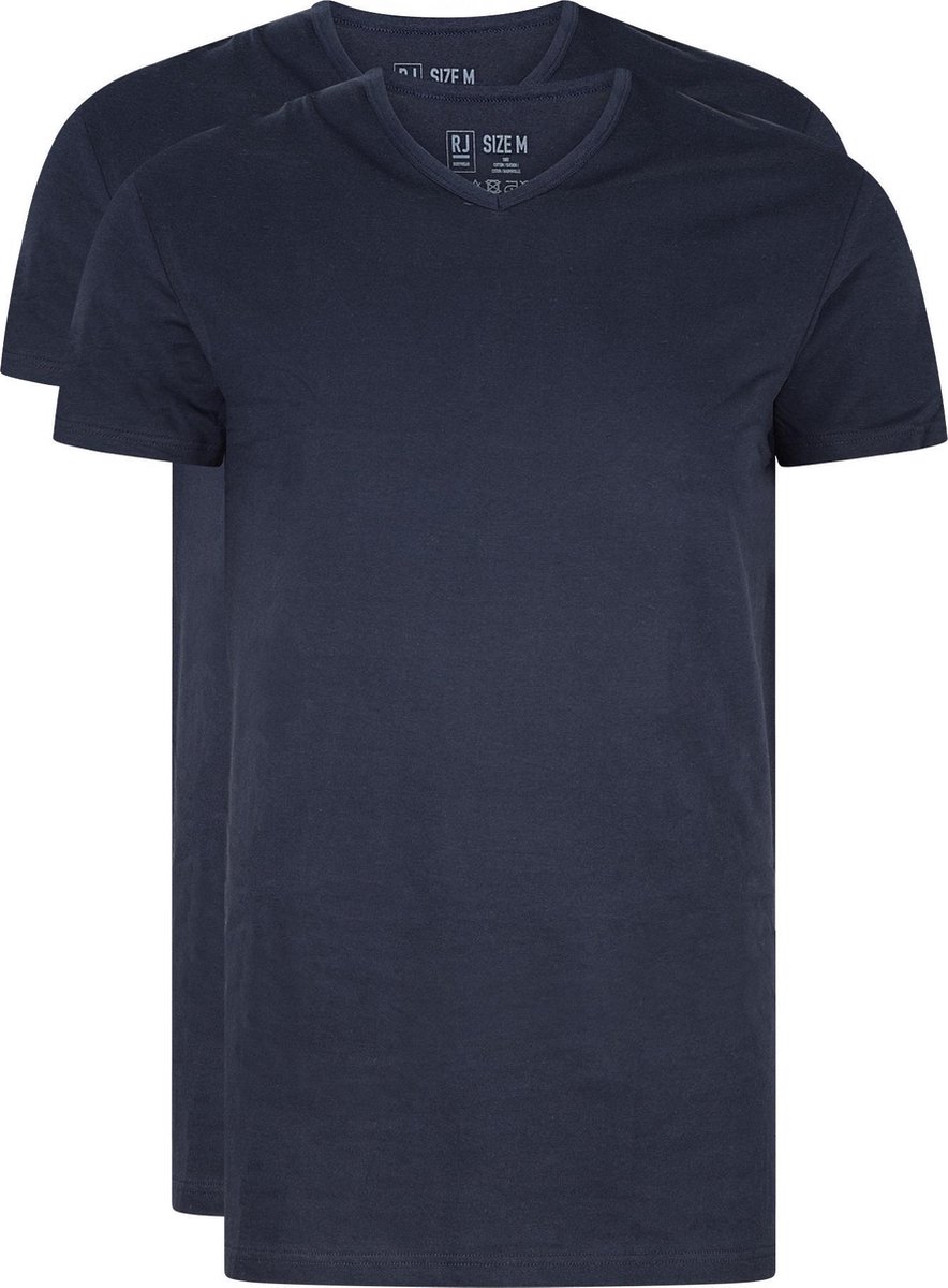 RJ Bodywear Everyday - Gouda - 2-pack - T-shirt V-hals smal - donkerblauw - Maat XXXL