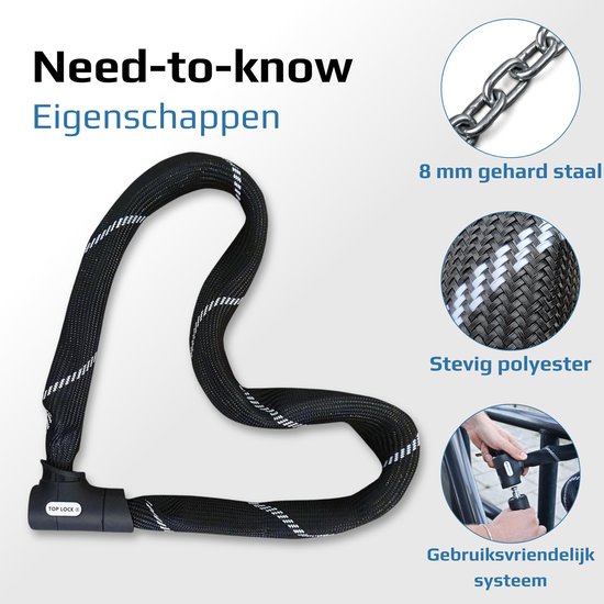 Top-Lock ART 2 fietsslot - ketting van gehard staal - 90 cm - voor elektrische fiets