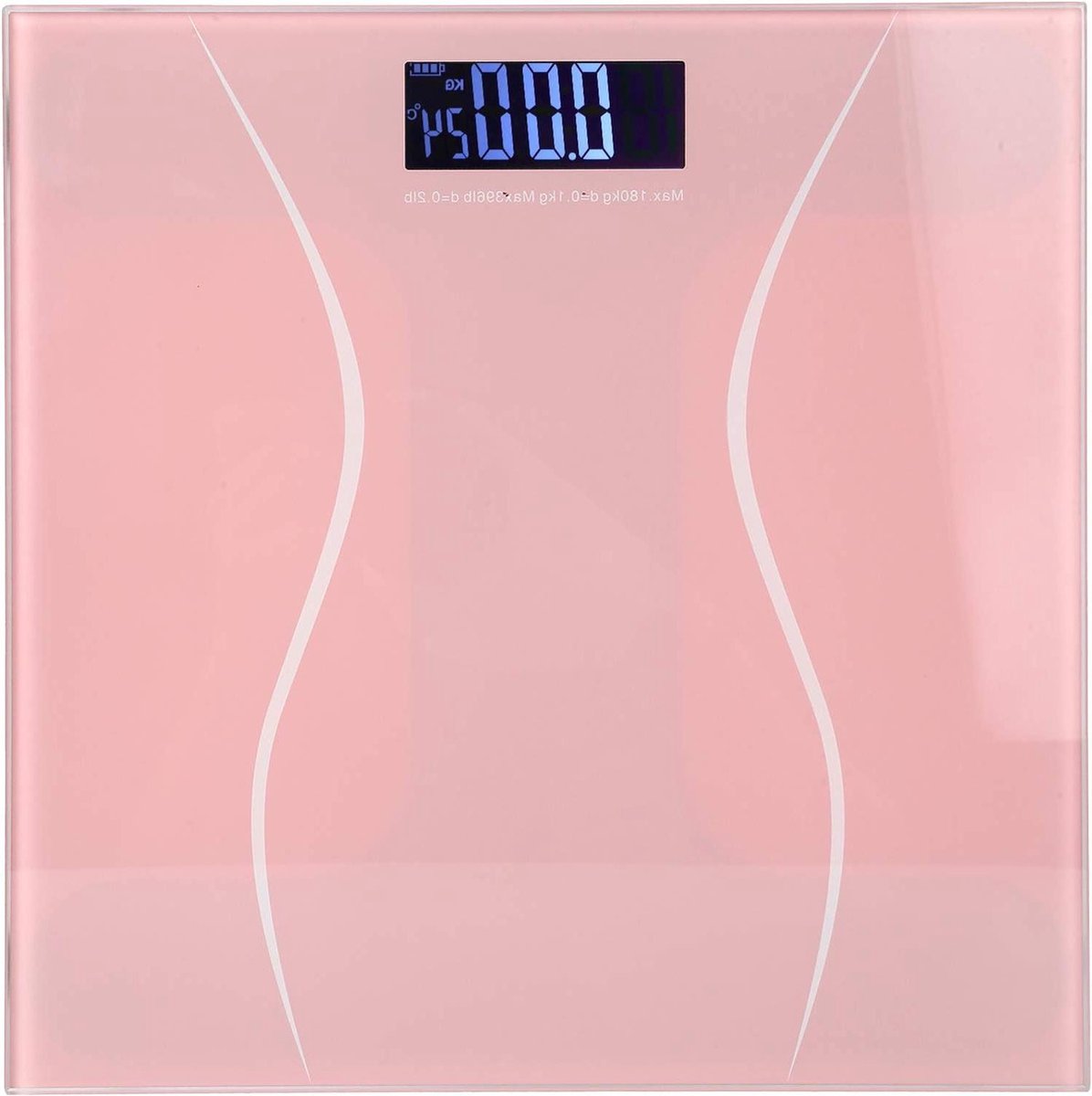 Weegschaal 180kg-400lb Badkamerweegschaal Elektronische-Met LCD-achtergrondverlichting Automatische Uitschakeling En Reset Voor Gebruik Thuis En In De Sportschool-Roze