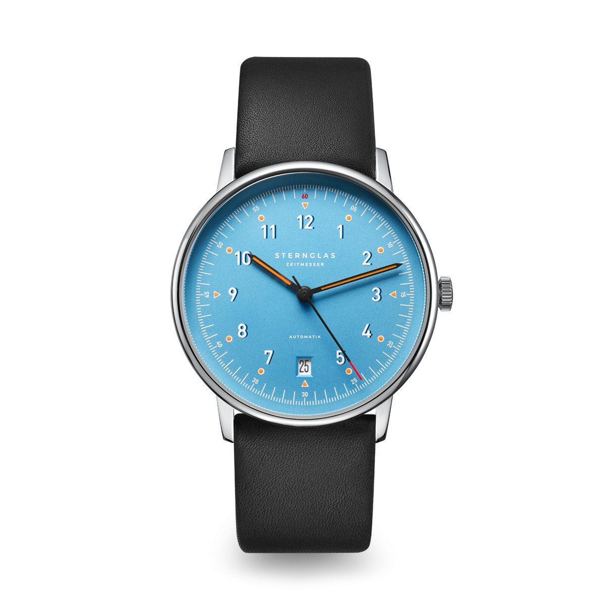 Sternglas S02-LM17-PR07 LUMATIK Heren Horloge - Saffierglas - Staal-Leer - Zilverkleurig - Ø 38 mm - Automatisch - Gesp - 5 ATM (douchen)