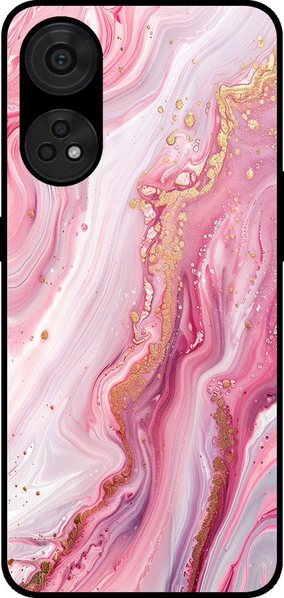 Smartphonica Telefoonhoesje Geschikt voor Oppo Reno8T 4G met marmer opdruk - TPU backcover case marble design - Roze geschikt voor Oppo Reno8T 4G