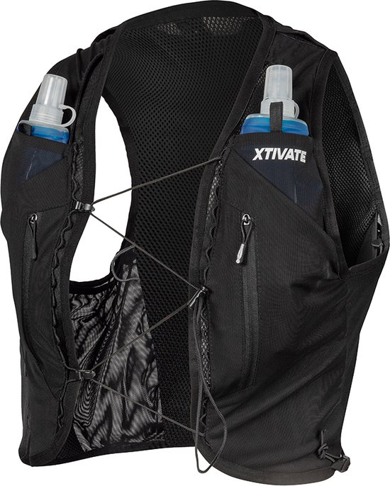 Foto: Xtivate pro hardloop trailrun vest anti schud hardloopvest met hydratatiesysteem incl 2 softflasks 2l waterzak m