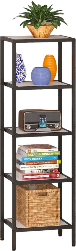 Pochon - Opbergkast Teodora - Wit - 30x40x125 - Boekenkast - Ladderkast - Vakkenkast - Kast - Opbergkast