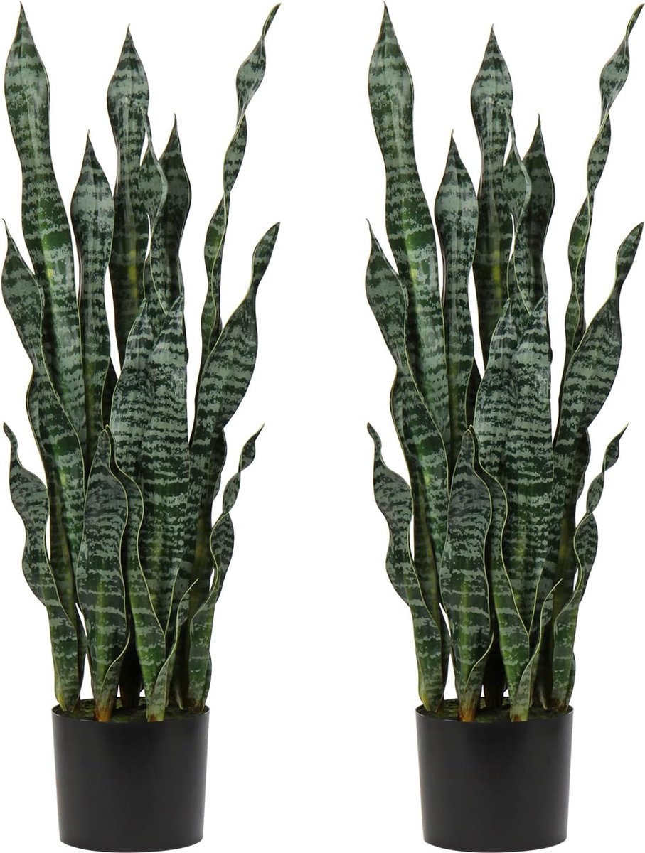 Goodivery ® Realistisch Uiterlijk Grote Kunstplanten Set van 2 Sansevieria, 94 cm Hoog, 30 Bladeren