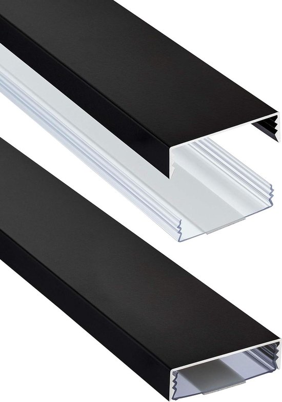 Goulotte Câble Plat En Aluminium Noir Mat - 50x15 Mm - Autocollante - Longueur 80 Cm - ALUNOVO