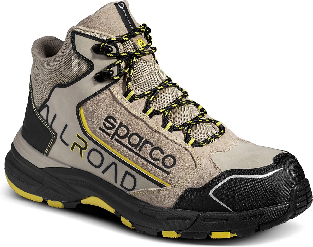 Sparco Allroad-H Stone Werkschoenen S3S ESD - Taupe/Geel - Maat 38