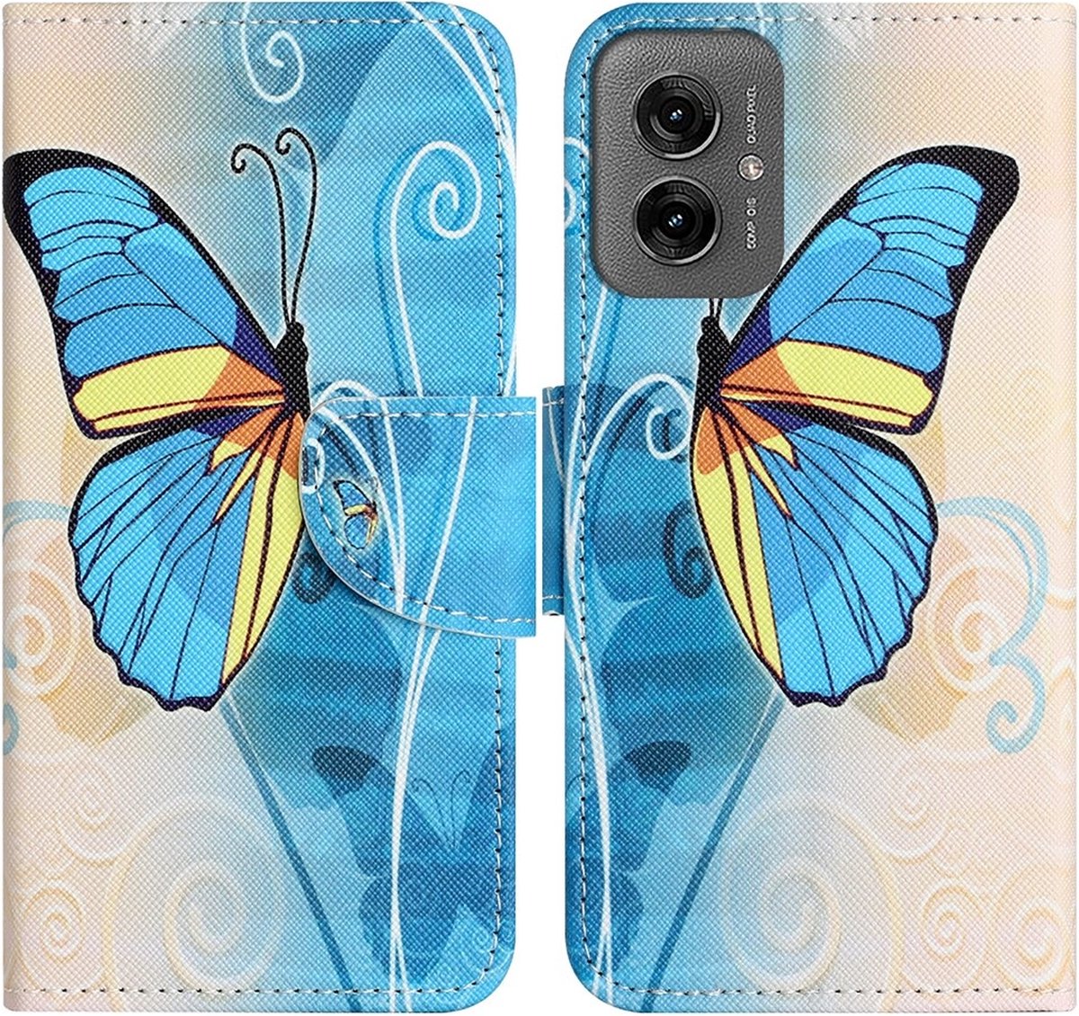 Coverup Hoesje - Geschikt voor Motorola Moto G55 Hoesje - Coverup Book Case - Blauwe Vlinder