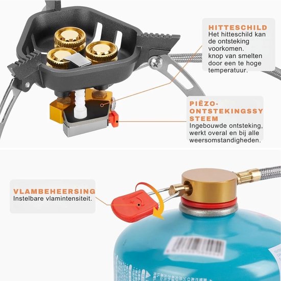 LifeStages - Wokbrander - Gietijzeren Gasfornuis Propaan Camping Wok Brander Butaan Gasfornuis Draagbare Gasbrander Wok Gasbrander Bbq Koken Brander