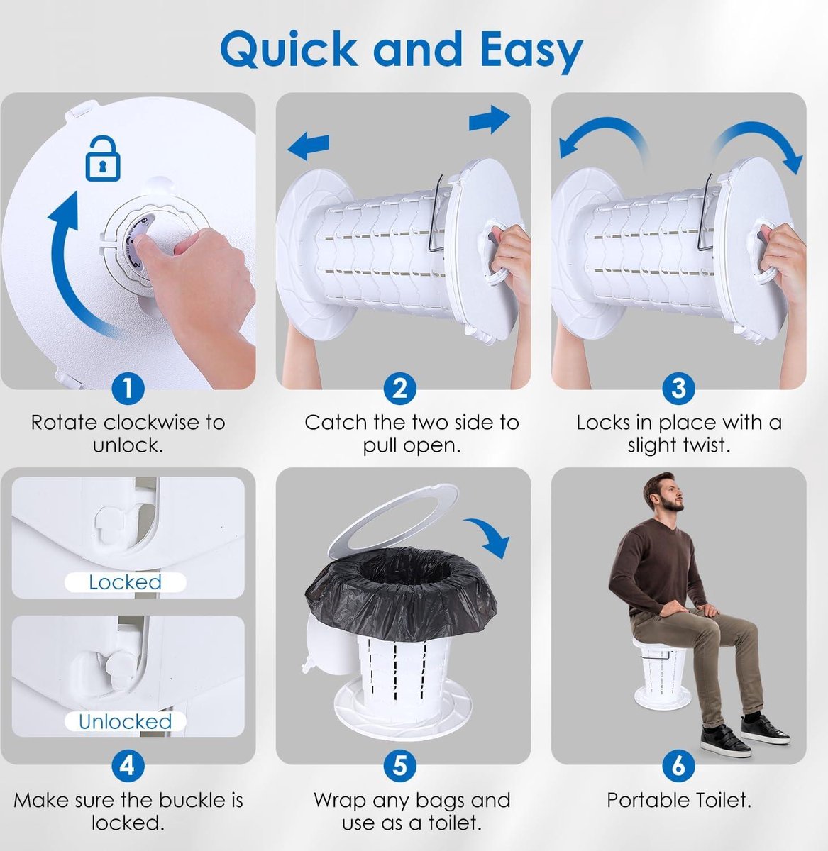 HOMFUL-Toilette de camping légère et rotative, accessoire pour camping, accessoi