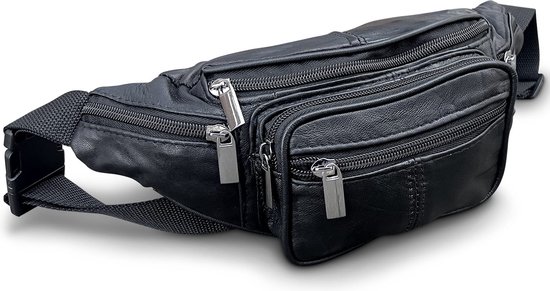 Sac Banane En Cuir Noir Unisexe - Réglable, 30x10x15 Cm, Voyage Sport Randonnée