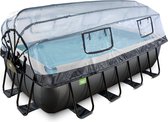 EXIT Black Leather zwembad 400x200x100cm met zandfilterpomp en overkapping - zwart