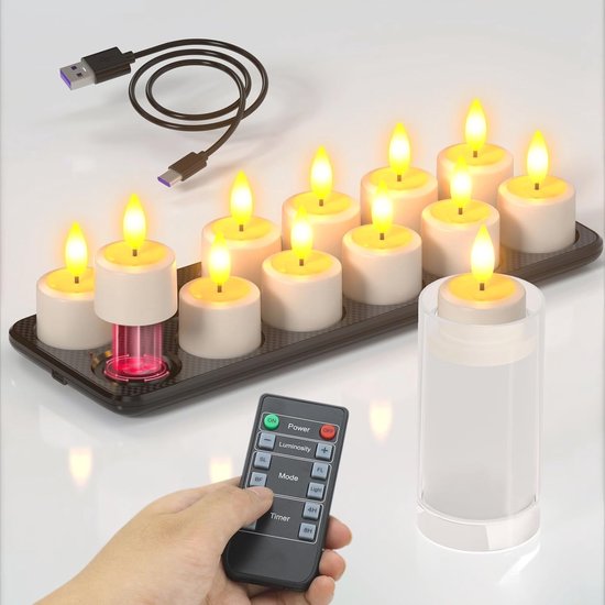 4 OPLAADBARE LED THEELICHTEN - UITBREIDINGSSET - Glow Specialist