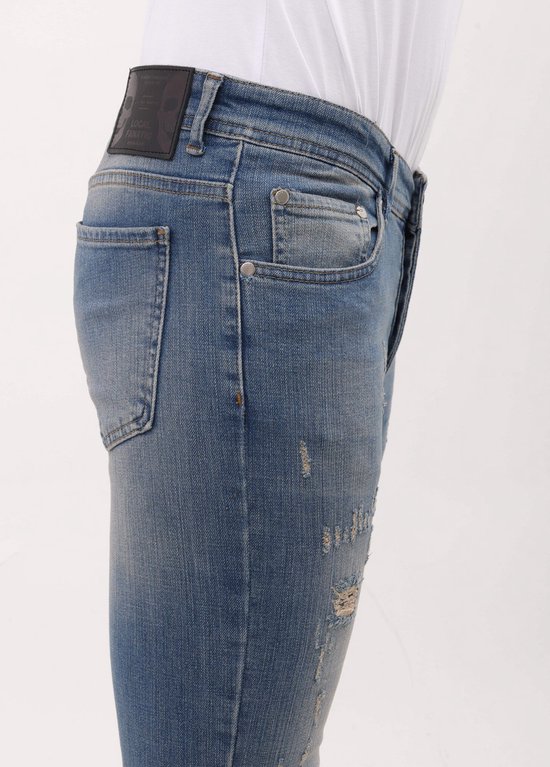 Jeans stretch Sim Fit pour homme avec déchirures - MM- S-104 - Blauw