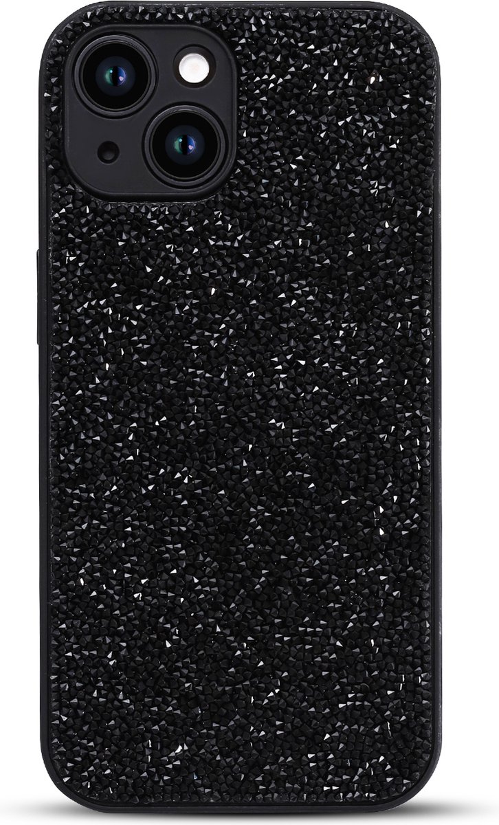 Casemania Hoesje Geschikt voor Apple iPhone 13 - Zwart - Diamant Glitter Back Cover
