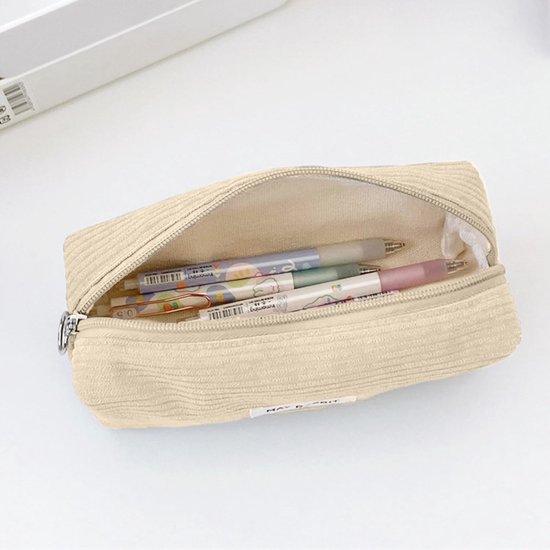 Moderne corduroy pennenetui met grote opbergcapaciteit voor school en reizen van KawaiiPenShop — afbeelding 5