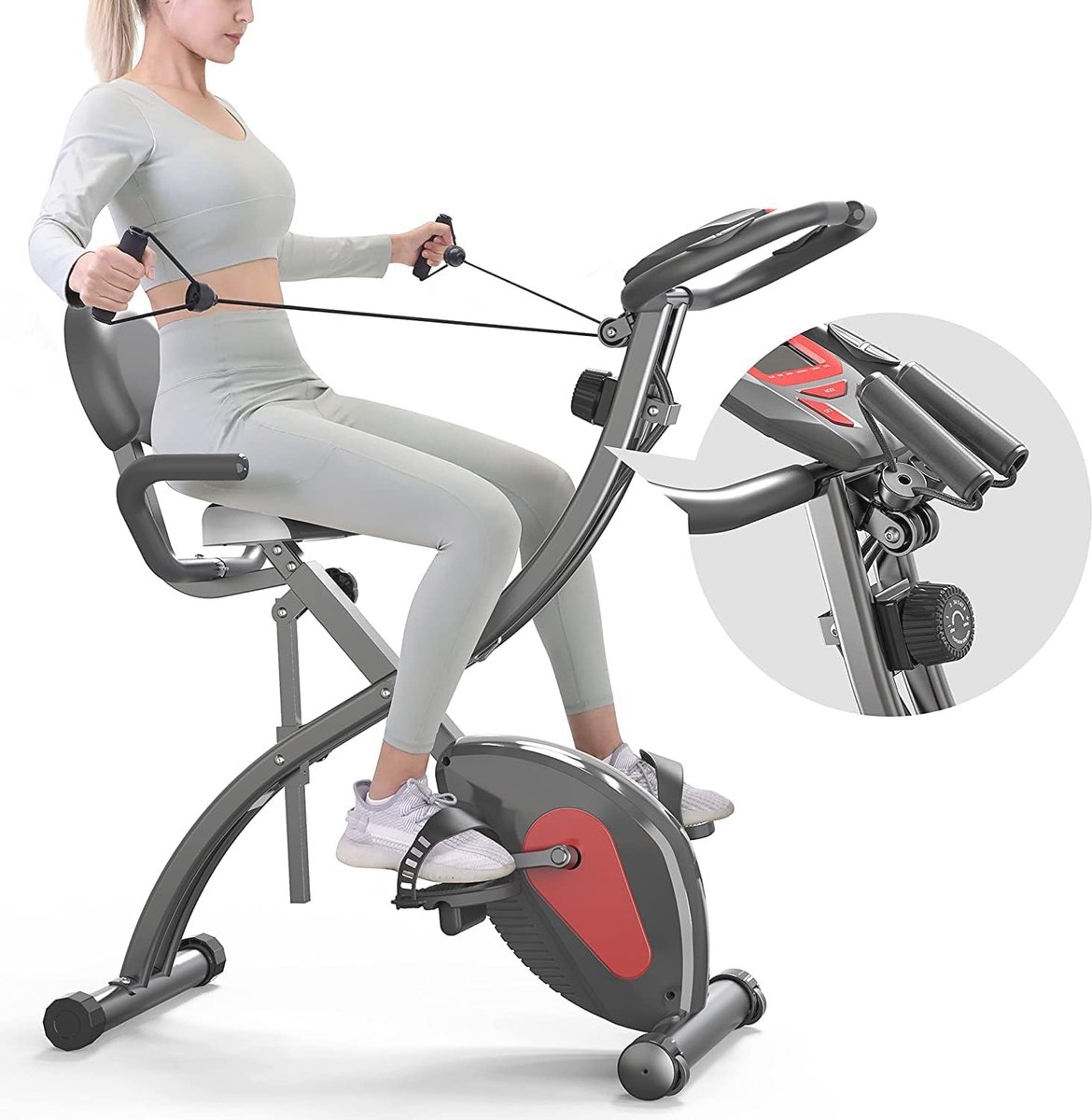 Opvouwbare Fitnessfiets voor Thuis met Magnetische Weerstand en LCD-Scherm