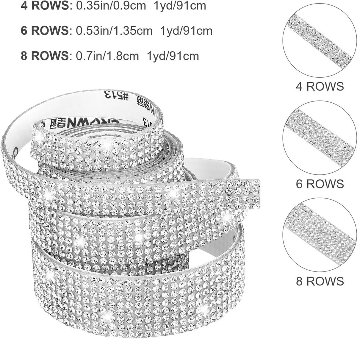 3 Yards Selbstklebendes Kristall-Strass-Diamantband Mit 2 mm Strass, für Hochzeit, Geburtstag