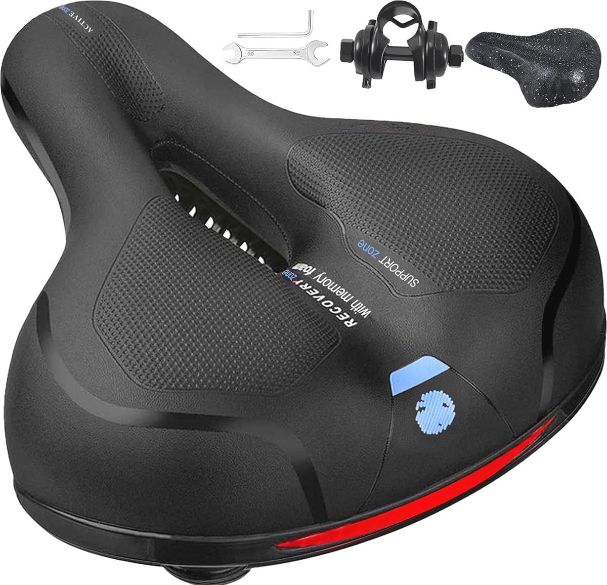 Extra Groot Ademend Waterdicht Fietszadel met Memory Foam voor MTB en Stadsfiets