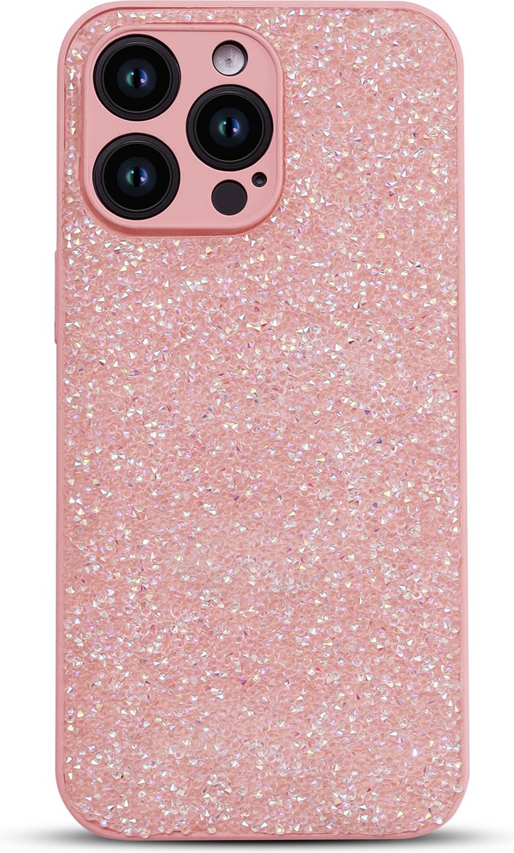 Casemania Hoesje Geschikt voor Apple iPhone 12 Pro - Roze - Diamant Glitter Back Cover
