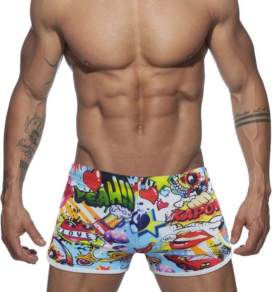 Short de bain Cartoon pour hommes, séchage rapide, coupe Slim, maillot de bain, avec coussinet