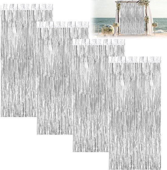 Vidillo Draadgordijn, draadgordijn, glitter, wit, 100 x 200 cm, wandgordijn, etalagedecoratie, decoratief gordijn, ruimteverdeler, vliegenbescherming voor bruiloft, café, restaurant (groen-wit