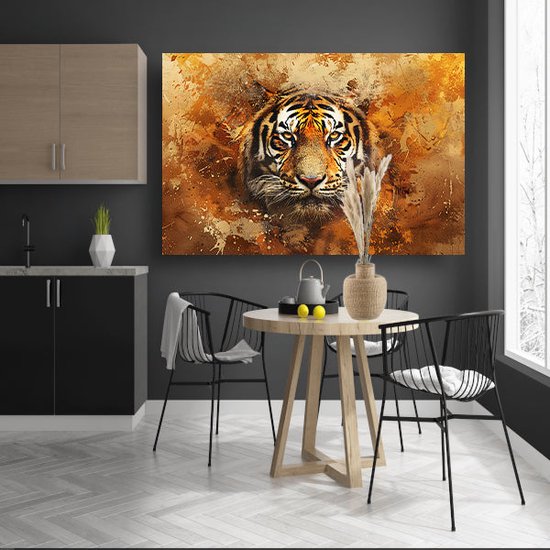 Peinture tigre - Peinture Animaux sur verre - Peinture sur verre Fond - Tableaux modernes - Peintures plexiglas - Décoration salle verre acrylique 105x70 cm
