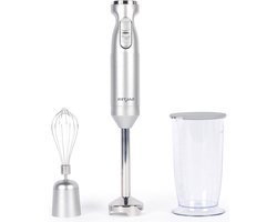 2-in-1 Food Mixer Immersion Stick Blender Electric Baking Whisk Food Chopper Stainless Steel Blade - Variable Speed Settings 700ml Beaker 1000W Silver