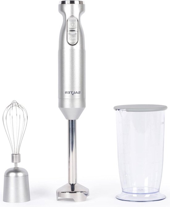 2-in-1 Food Mixer Immersion Stick Blender Electric Baking Whisk Food Chopper Stainless Steel Blade - Variable Speed Settings 700ml Beaker 1000W Silver