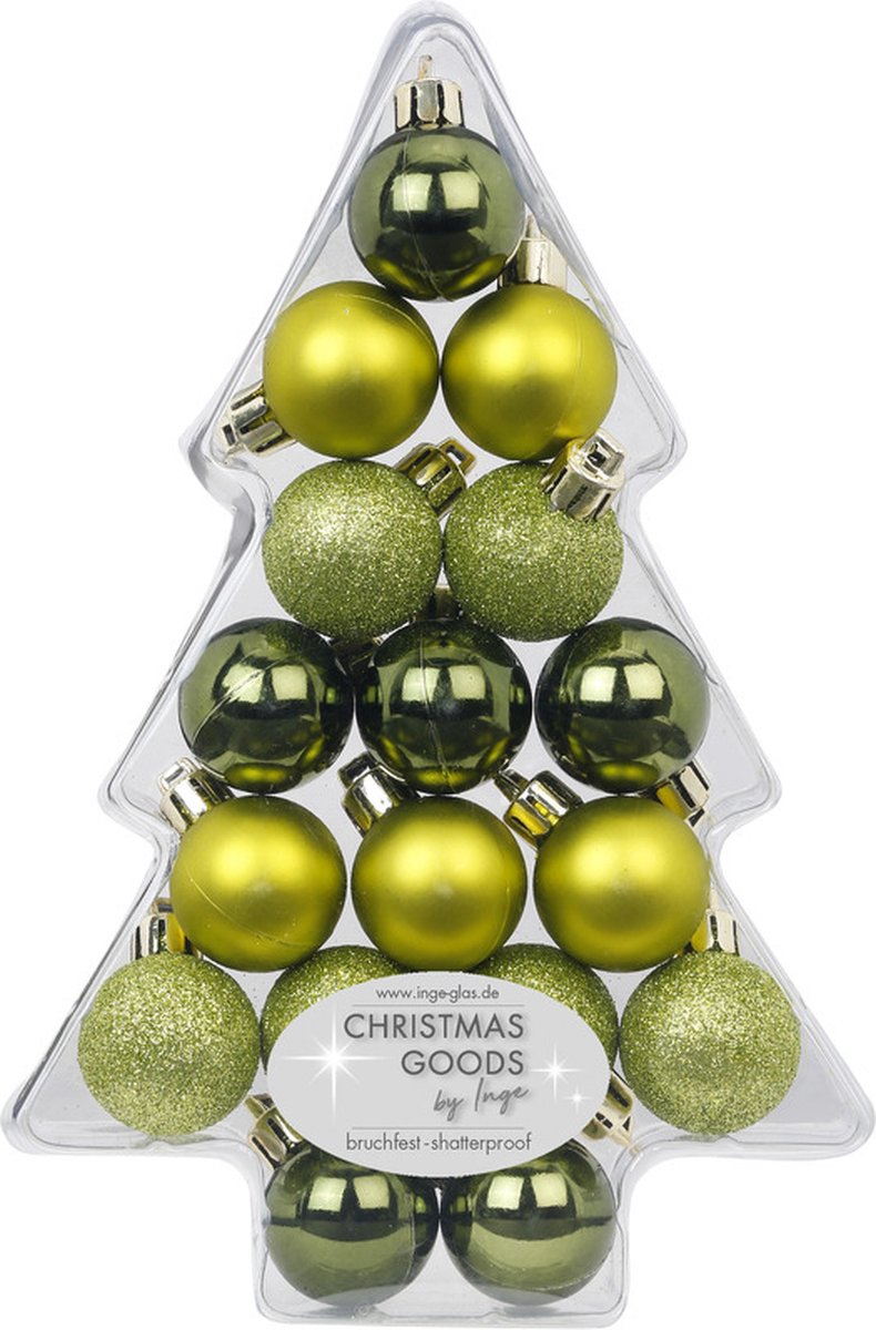 Groene kunststof kerstballen van Inge Glas - klein formaat - kerstversiering.